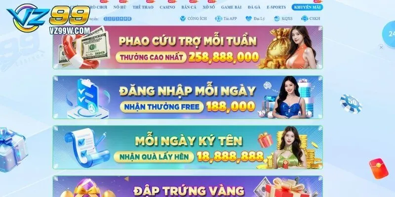 Ưu đãi cho người chơi thường xuyên tại Vz99